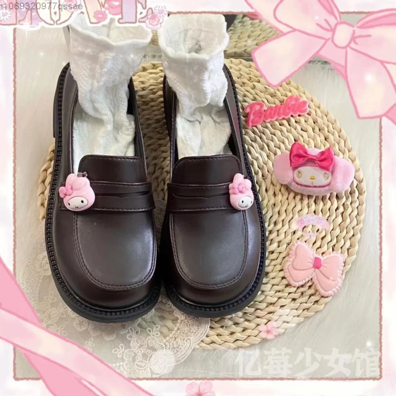 Cinnamoroll Melody Homemade JK Lolita Pumps Shoes Cute Flat Sole JK Uniform Mary Jane Shoes for Students PU Leather Shoes