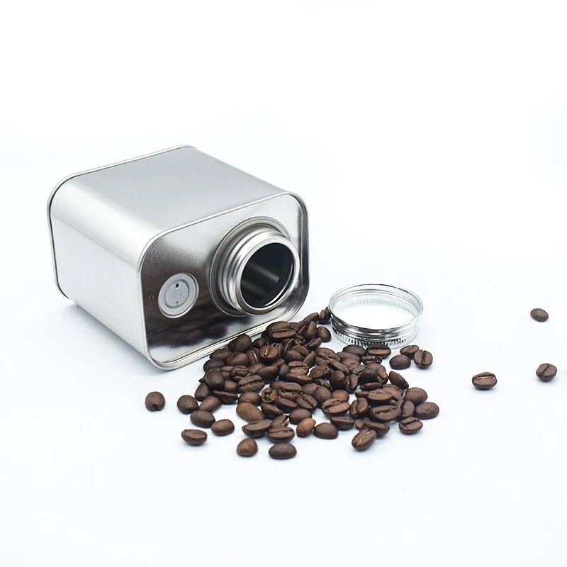 1pc Coffee Bean Airtight Cans Outdoor Camping Tin Box Food-grade Packaging Storage Fresh Breathing Iron Cans