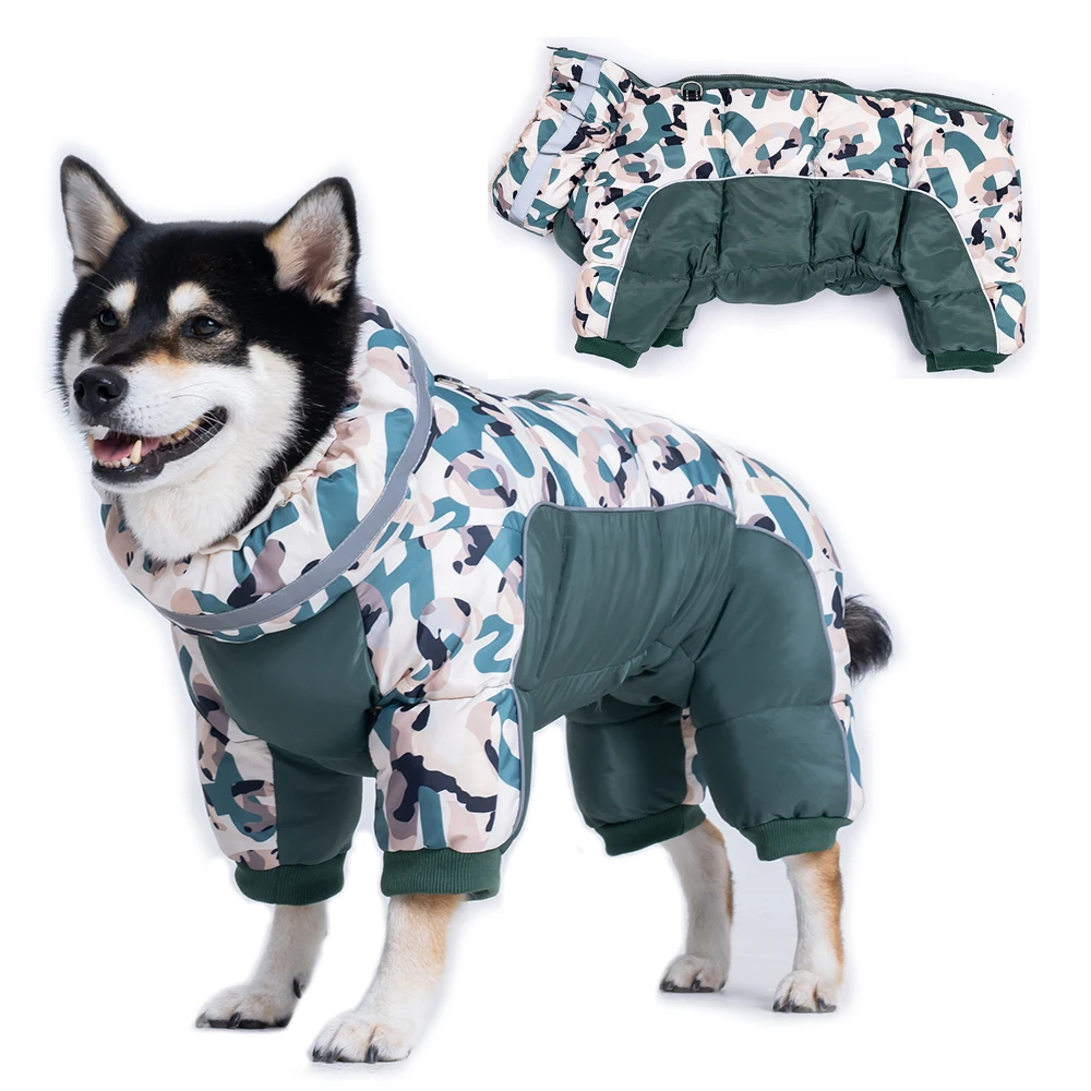 Winter Overalls for Dogs Super Thicken Warm Dog Coat Waterproof Snowsuit Full-Covered Belly Pet Clothes Jacekt for Medium Dogs