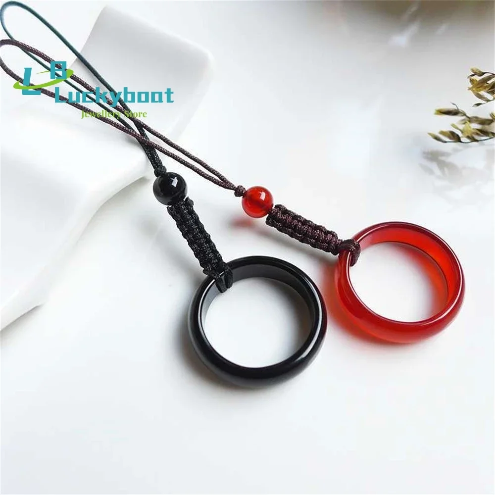 اليشم العقيق العقيق سلسلة الهاتف المحمول الهاتف المحمول حبل مفتاح سلسلة أحمر أسود أخضر أبيض متعدد الألوان