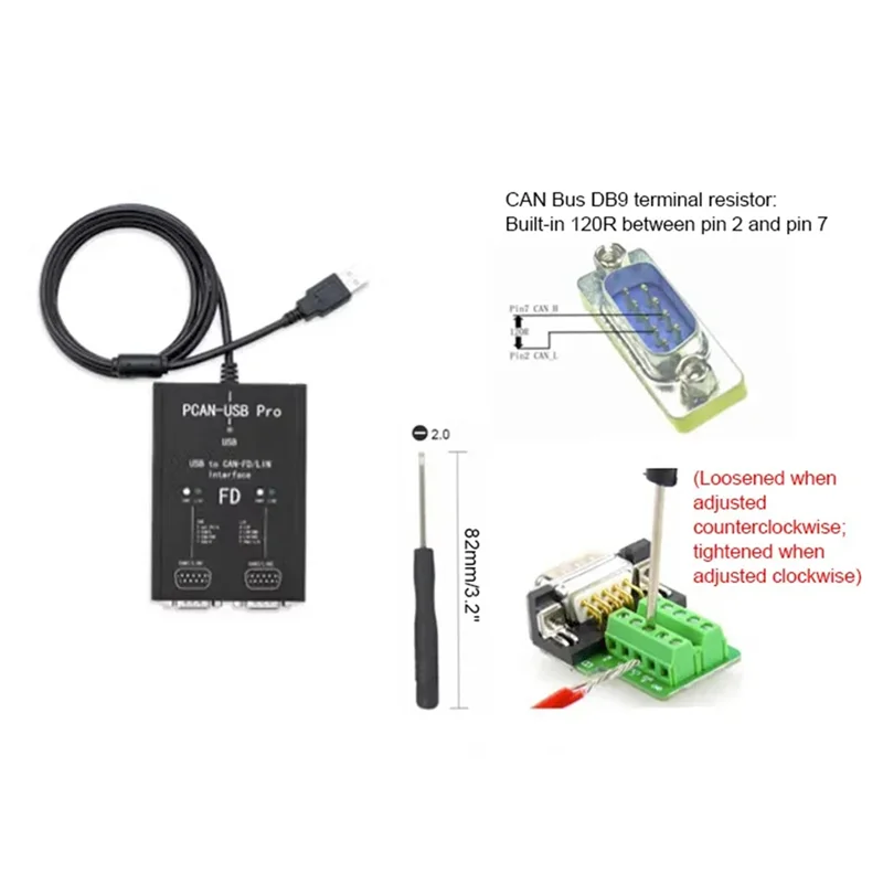 A08E-PCAN-USB Pro PCAN FD PRO USB To CAN Adapter 2CH CAN FD Compatible With IPEH-004061 For PEAK