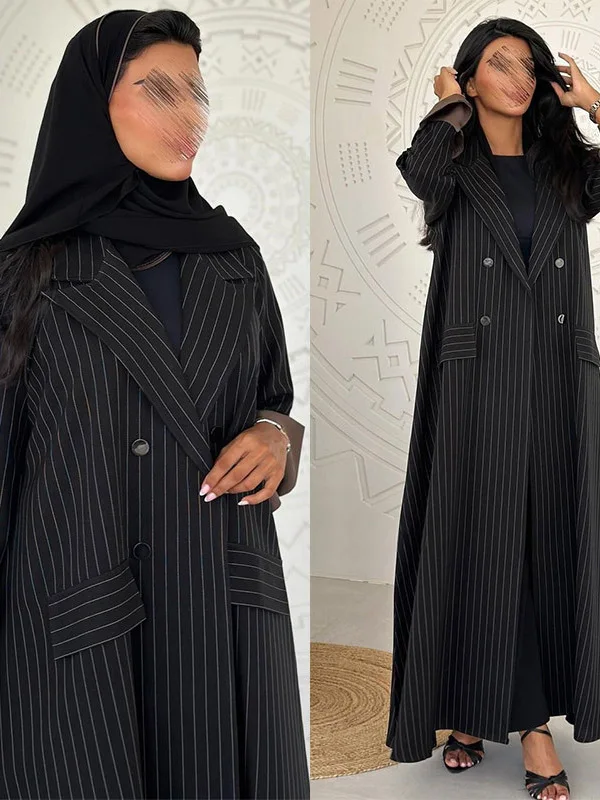 

Ele Oversized Long Dr Faionable Striped Outer Cardigan Spring Autumn Dr Robe Polyester Blend Regular Sve Midi ...
