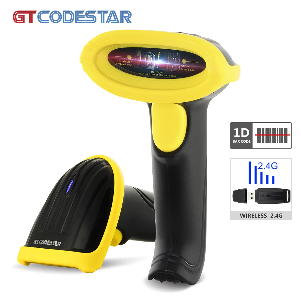 

GTCODESTAR X-620E 1D Barcode Scanner 2.4G Wireless Handheld Laser Bar Code Reader Inventory Mode Memory