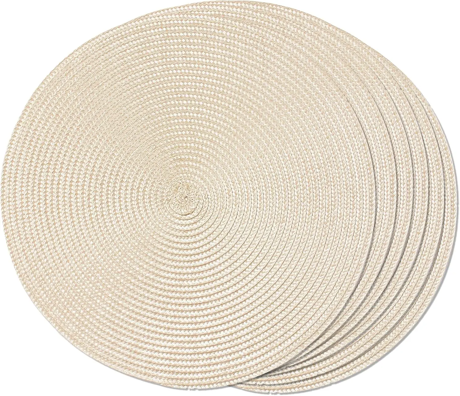 

Round Braided Placemats Set of 4 Table Mats for Dining Tables Woven Washable Non-Slip Place Mats for Kitchen, Wedding, 15 Inch