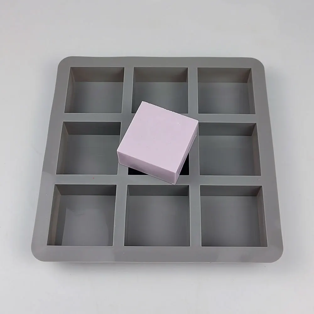 9 Hole Square Silicone Soap Mold DIY Handmade Baking Dessert Chocolate Cake Resin Candle Making Tools Cold Process Soap Mould