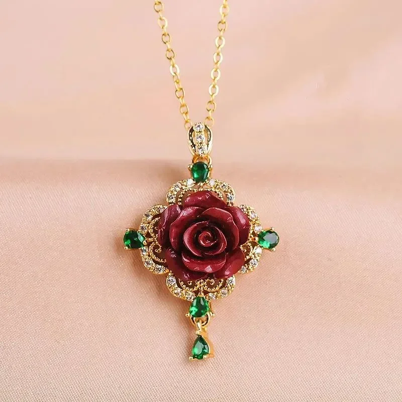 Natural 925 Silver Inlaid Purple Gold Sand Rose Pendant Cinnabar Buddha Male Gourd Women's Necklace Luxury Fashion Jewelry