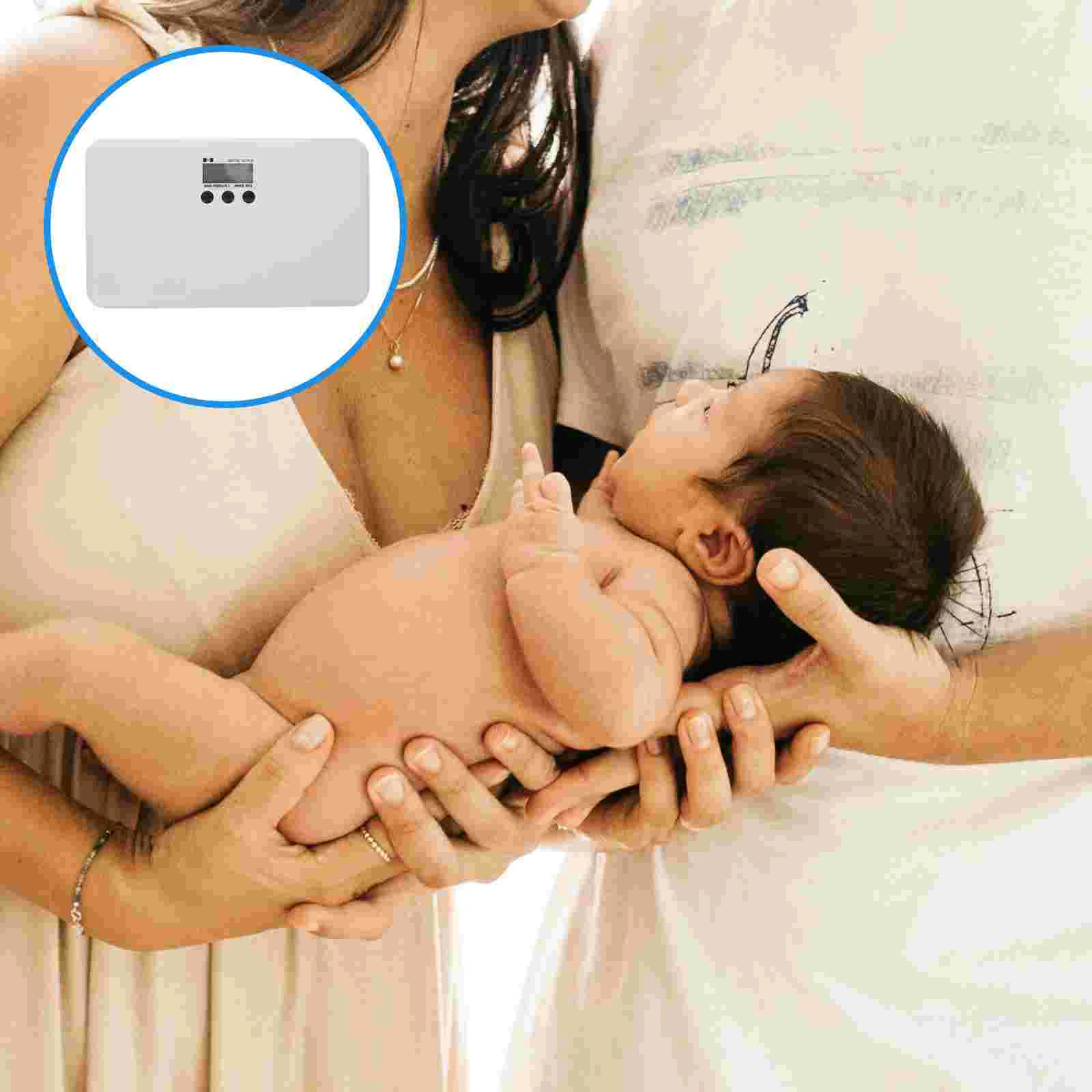 150kg Baby Electronic Scale Super Thin Large LCD Multi function Digital Weight Scale for Infant Pet White Design Storage