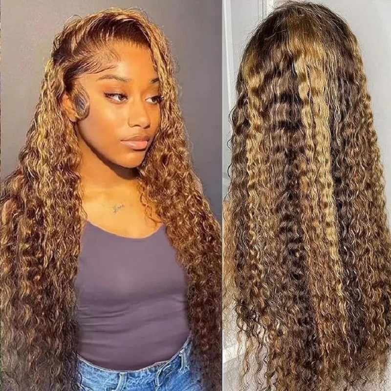 Highlight Hd lace Front Wig 13x6 deep Wave Short Curly Frontal 100% Human Hair pre plucked Brazilian Wigs 30 Inch For Women