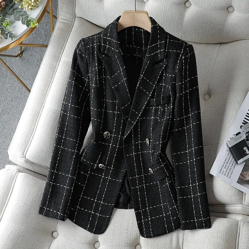 

Tweed White Suit Jacket Women Autumn And Winter New Plus Size Casual Small Fragrance Socialite Temperament Celebrity Small Suit