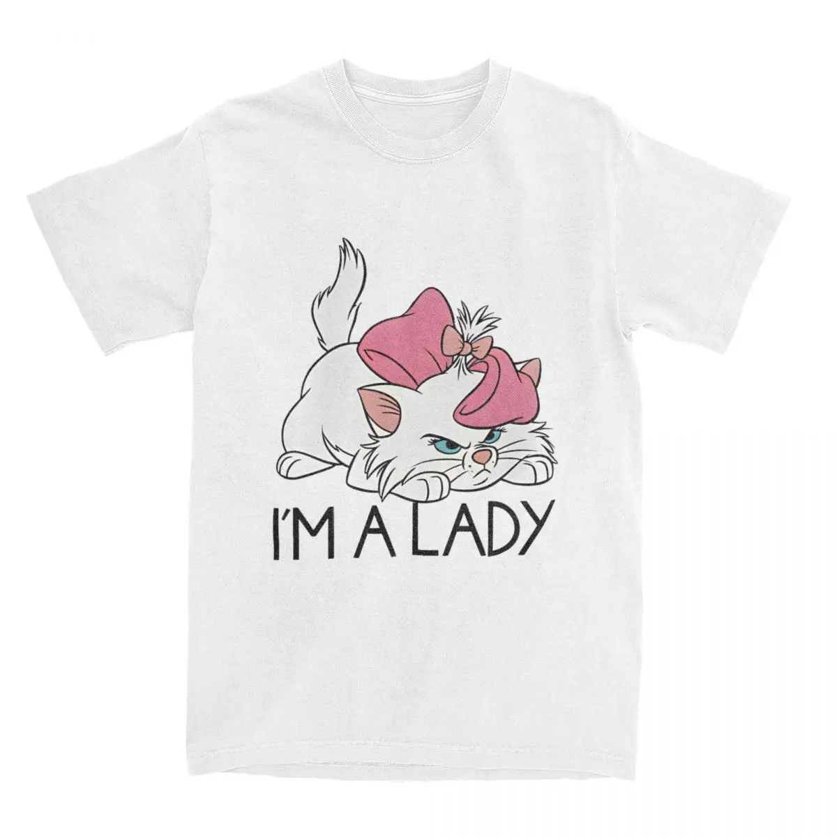 I'm A Lady Marie Aristocats Cute Cats Men T Shirts Humorous Tees Short Sleeve O Neck T-Shirt 100% Cotton Plus Size Clothes