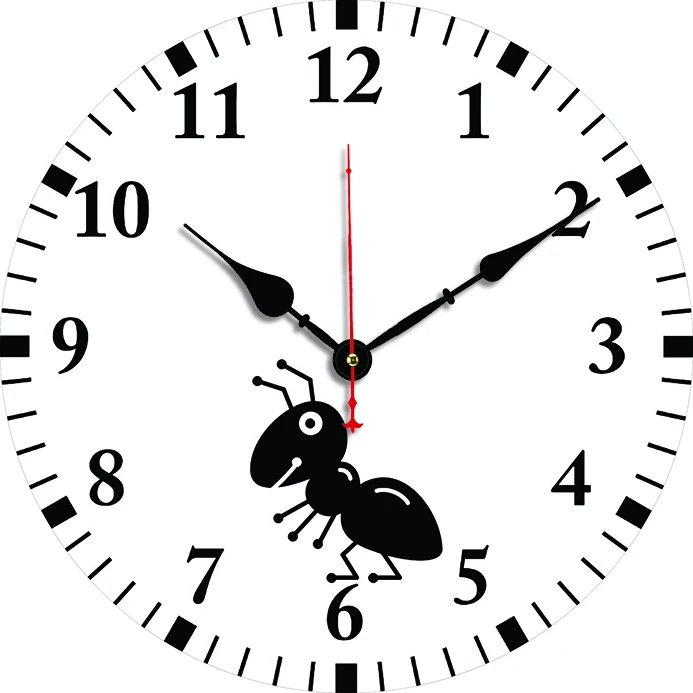 Cartoon Ant Wall Clock Kitchen Decor Wall Art Silent Non Ticking Large Round Wall Clocks for Living Room Bedroom Office