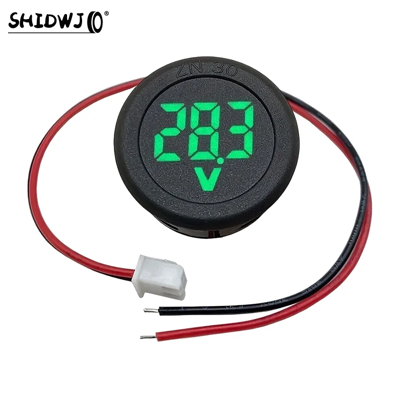 Car LED Digital Display Circular Two-wire Voltmeter DC Digital Voltmeter Reverse Connection Protection Tools Voltage Meter