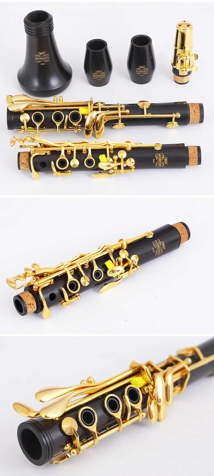 MORESKY Klarinette Bb Ebenholz Golden 17 Klappen Grenadilla Sib Klarinette M61/M6 – Detail 1