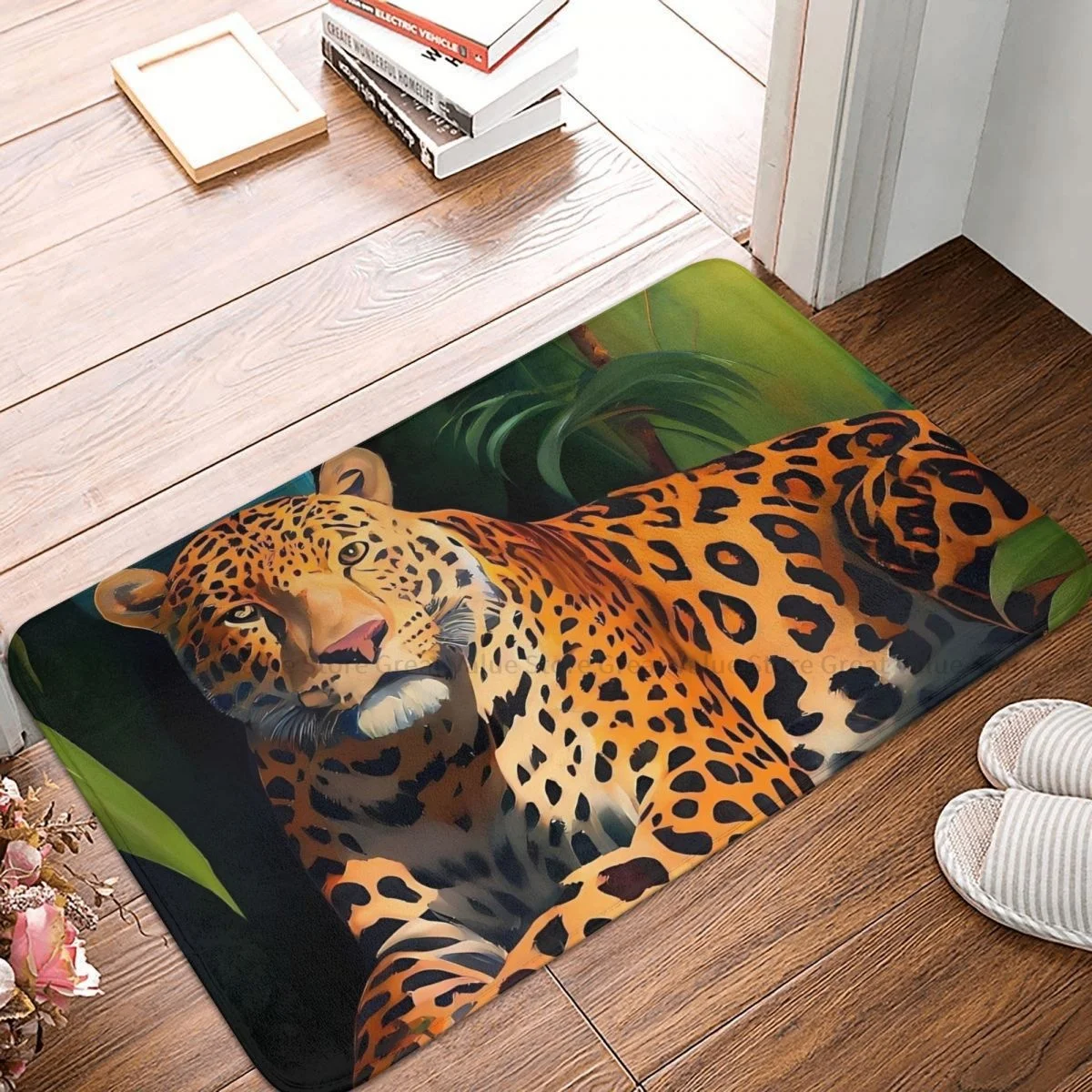 Oil Painting Art Non-slip Doormat Living Room Mat Tropical Jaguar Floor Carpet Welcome Rug Bedroom Decorative