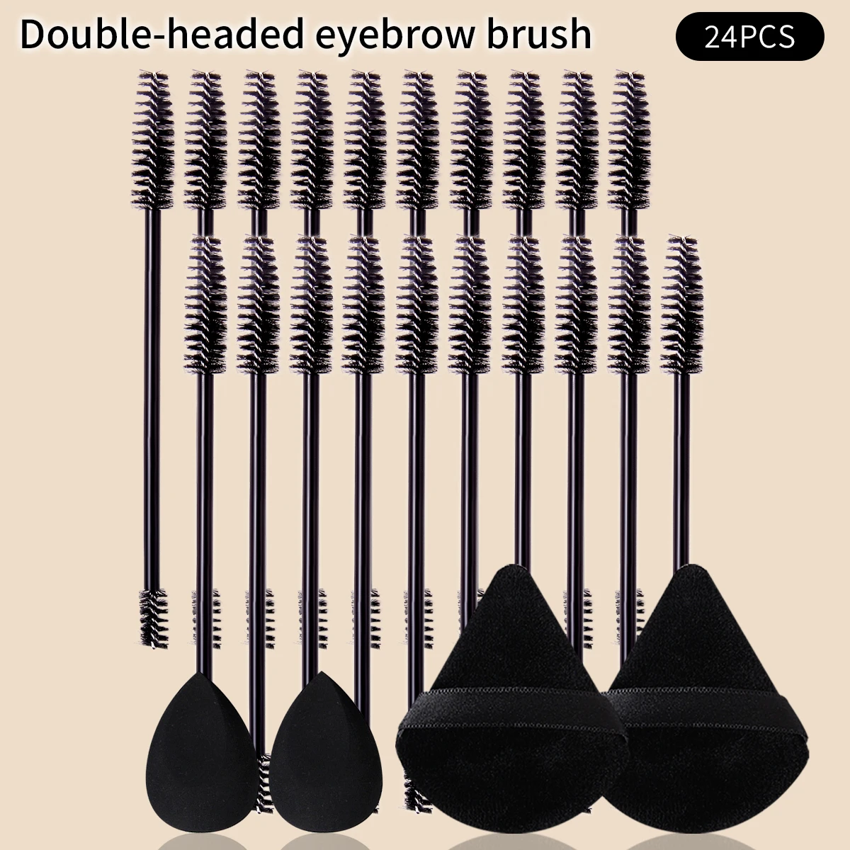 20 Stück Wimpernverlängerungsbürsten, Augenbrauenbürsten, Wimpernwerkzeuge, Mascara-Applikatoren + 4 Stück Make-up-Schwämme