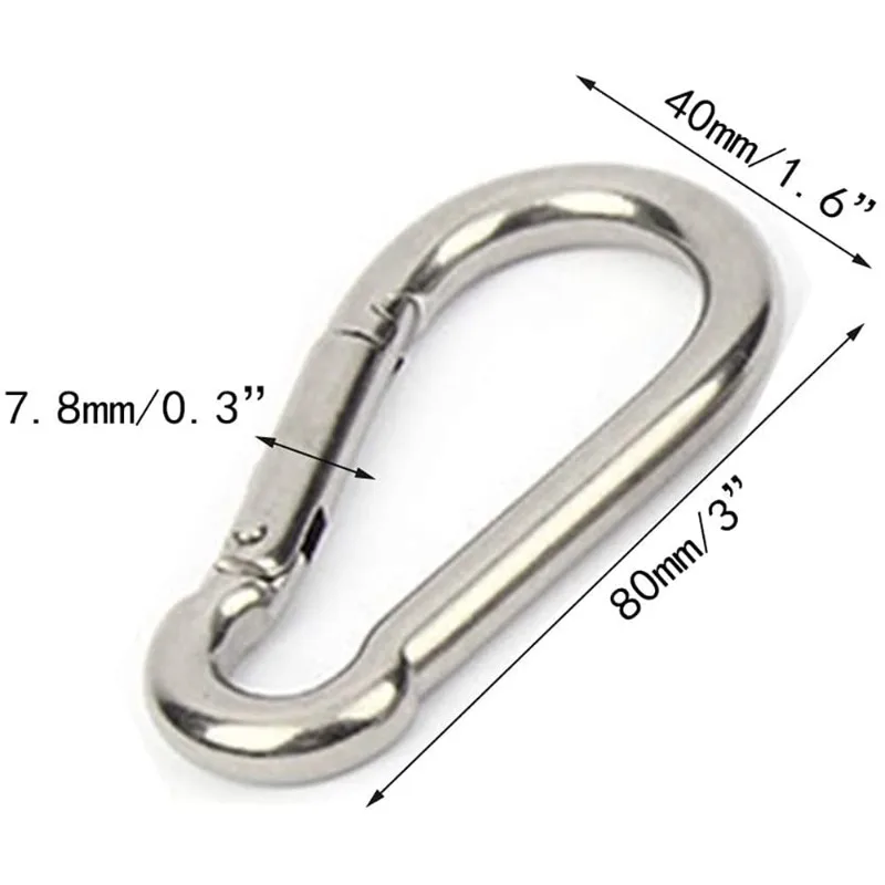 2Pcs M8 304-Stainless Steel Swivel Ring Double Ended Swivel Eye Hook + 2Pcs M8 Spring Hook, for Hanging Hammock, Hanging Swing