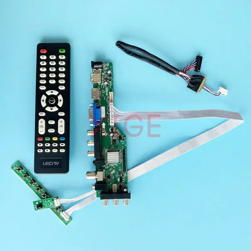 For LP156WF1 LP156WF2 LP156WF4 Controller Board DVB Digital Signal DIY Kit Display 1920x1080 USB+DHMI+VGA+2AV 15.6