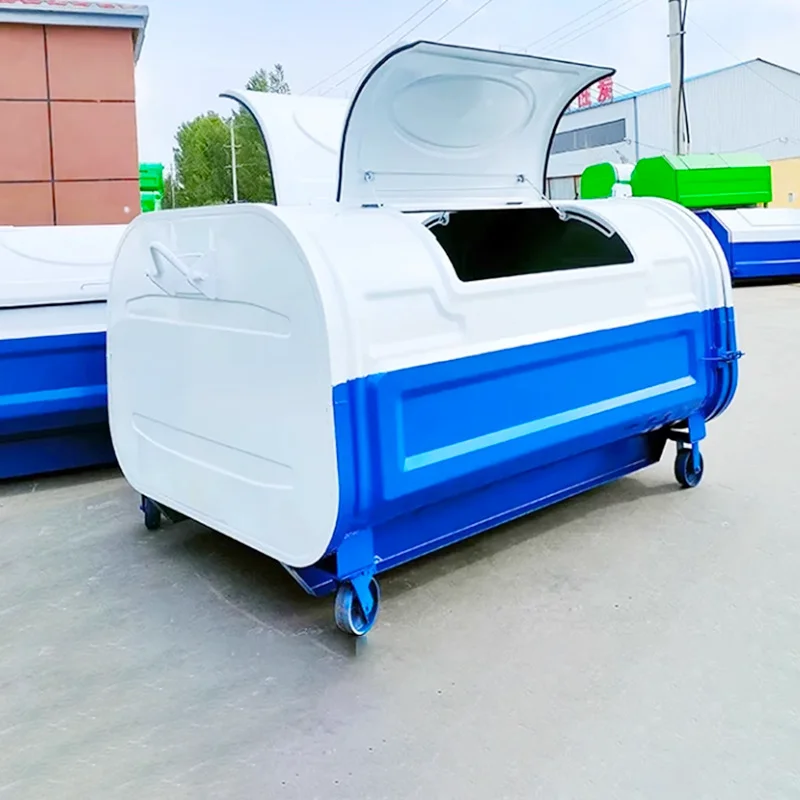 Wholesale HD Large Capacity Outdoor Trash Can with Hook Arm Lid Wheels Lift Garbage Truck Waste Treatment Machinery 500kg