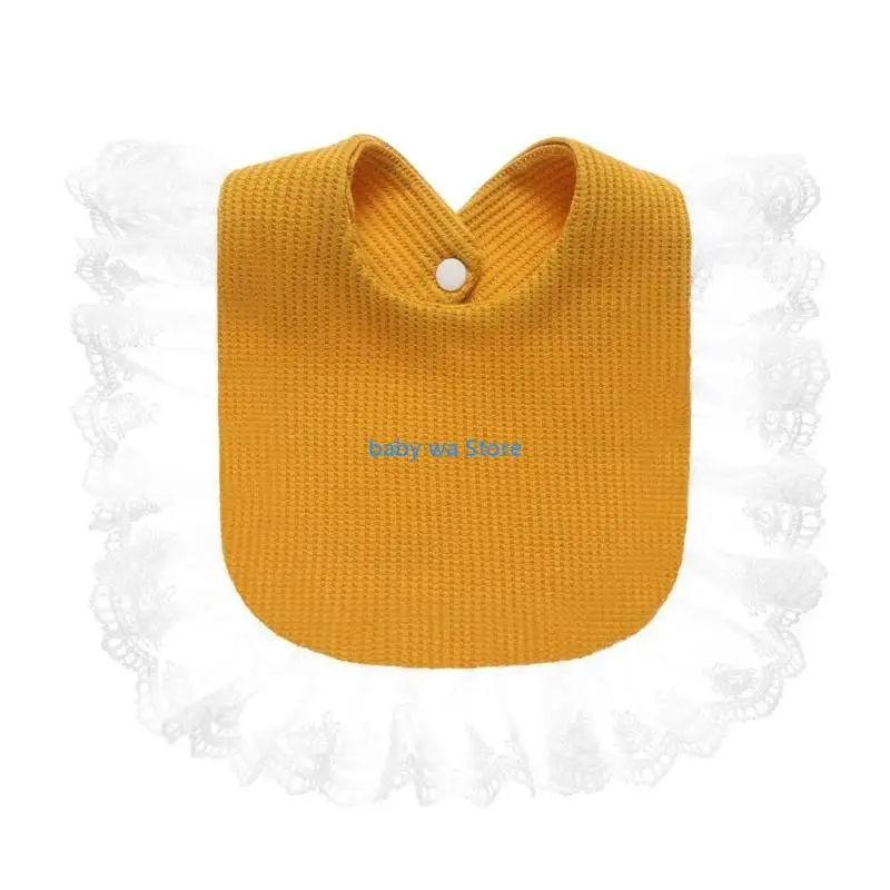 

Soft Cotton Saliva Towel Super Absorbent Pullover Baby Bibs with Delicate Macrame Apparel Acces 4XBD