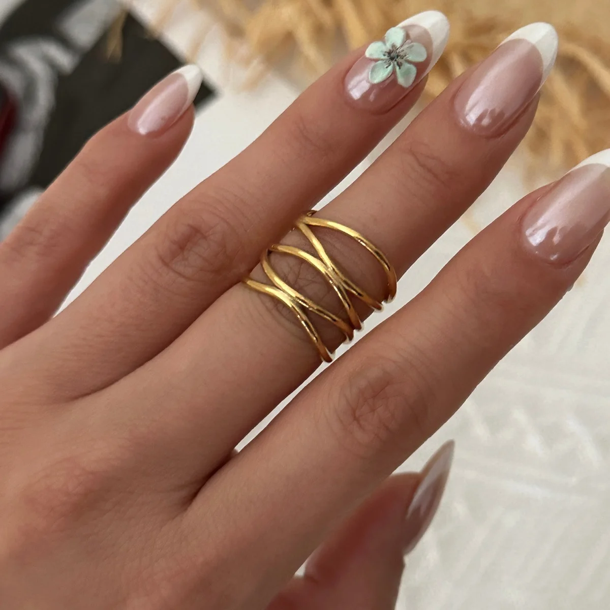 Edelstahlringe mit Muschel-, Krabben- und Blumenmotiven für Damen und Herren, Strand, Schmetterling, geometrischer Ring, Schmuck – Detail 18