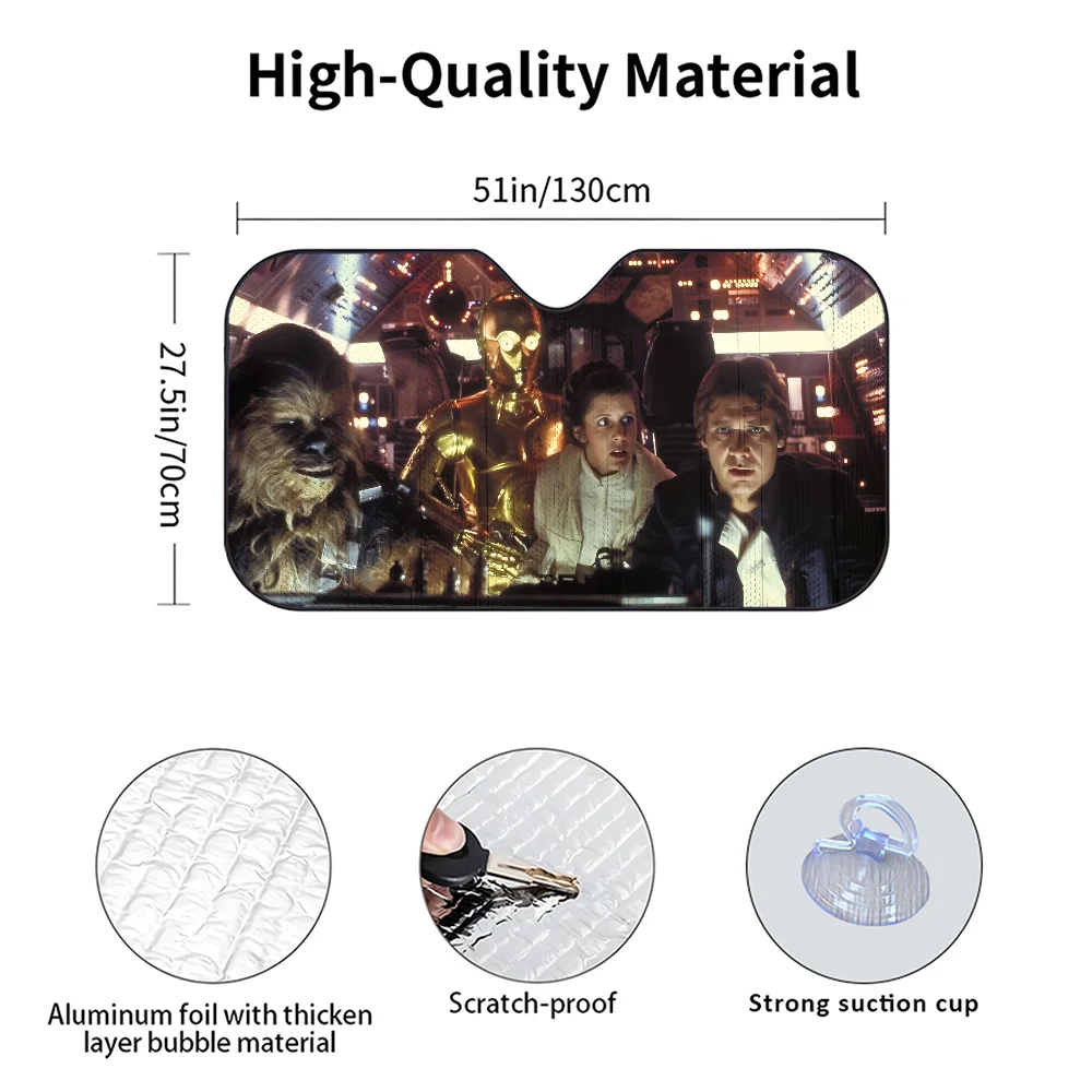 NONE S-Star Trek Movie Car Sunshade Curtains Heat-insulating Aluminum FilmReusable Suction Cup Blocks UV Rays Car Sun Visor Protector 3