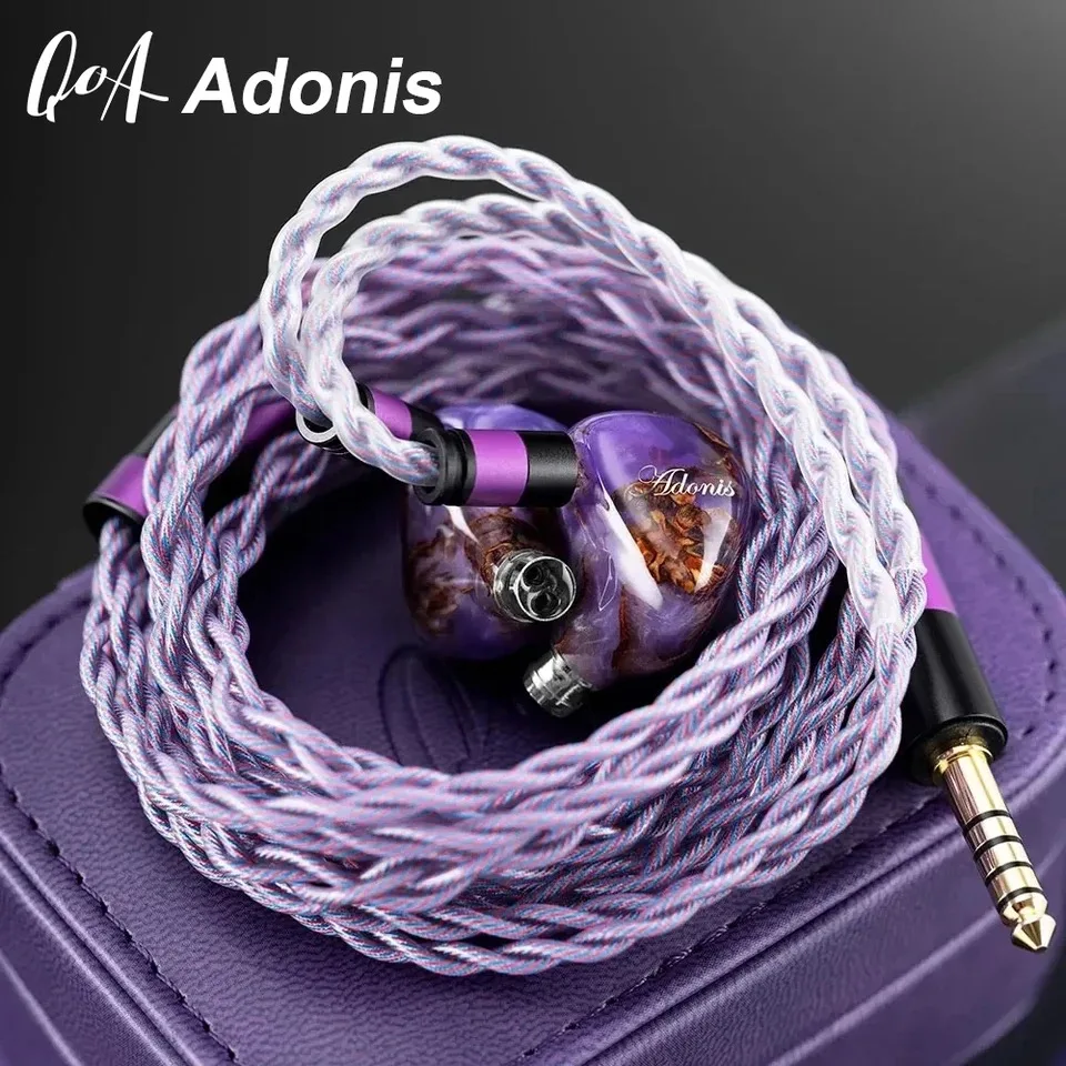 QoA Adonis 2 New 1DD+2BA Hybrid In Ear Earphones Pinecone Resin Shell IEMs 3.5+4.4mm Plug 0.78 2pin Cable