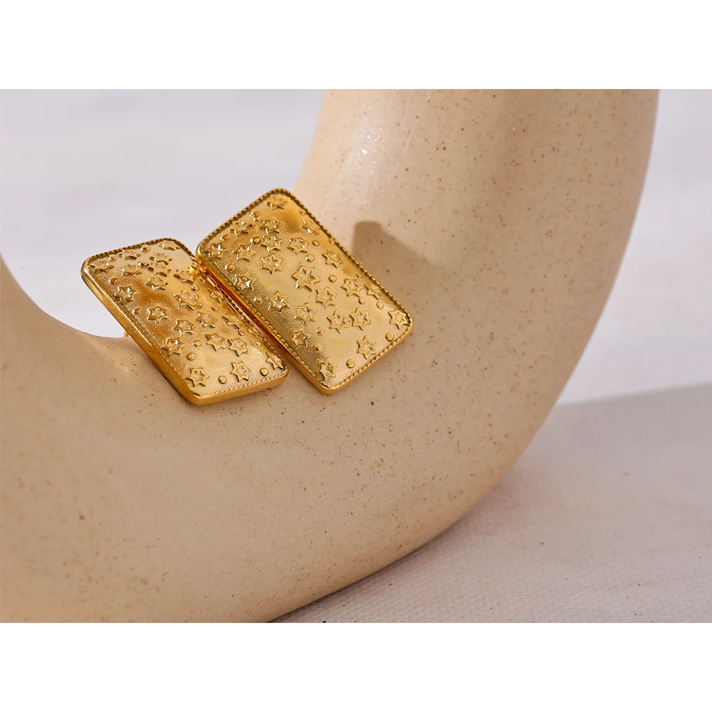 Yhpup Big Promotion Trendy Stainless Steel Square Star Stud Earrings Prevent Allergy Metal 18K PVD Plated  Jewelry Wholesale