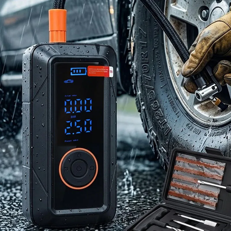 

Wireless Car Tire Inflator Portable Cordless Air Pump with Auto Stop Digital Display & USB Charger for Car Bike Ball Accessories