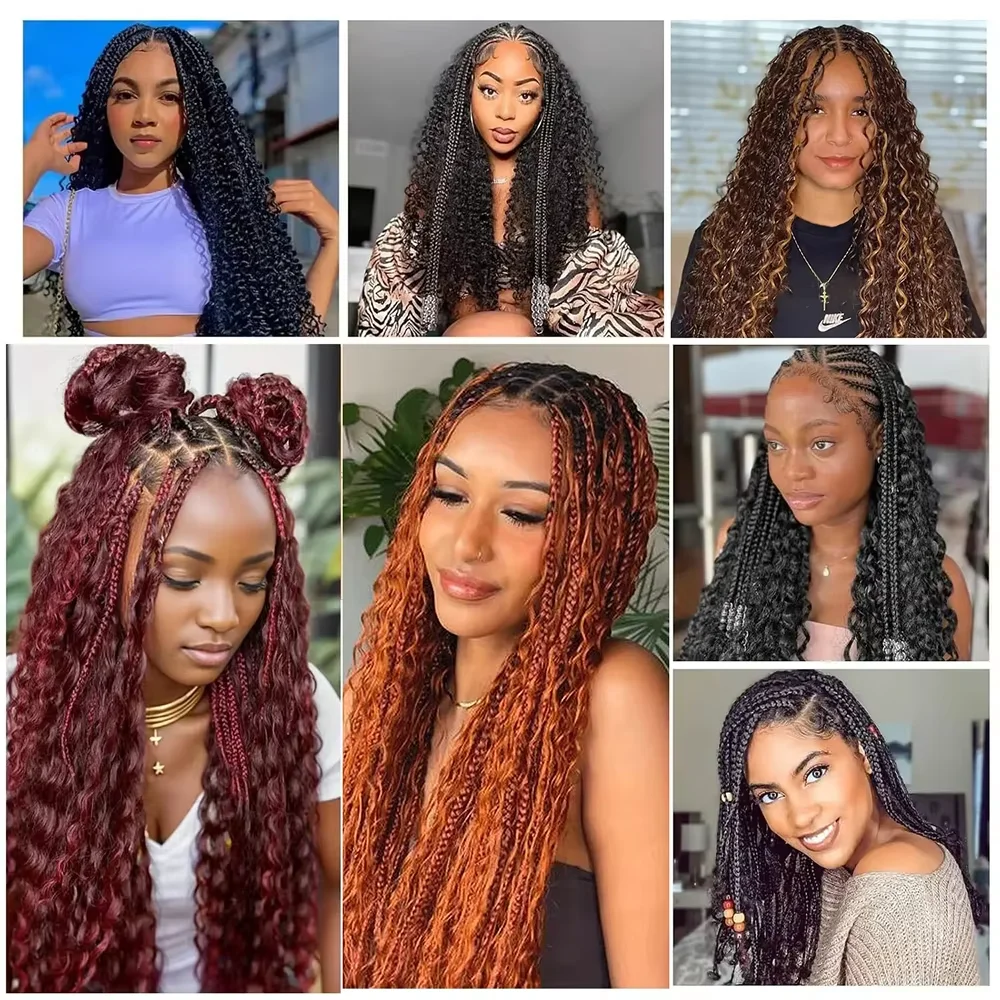 2 пучка плетения волос для косичек в стиле бохо, плетение человеческих волос, 20 дюймов, глубокая волна, плетение волос в стиле бохо, натуральный черный с детскими волосами