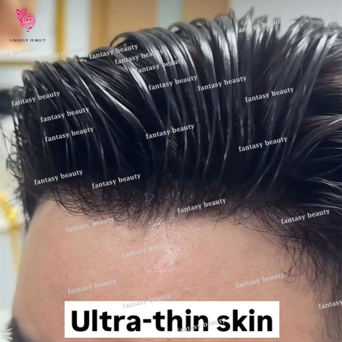 Natural hairline Black Brown Gray Men Toupee Durable 100% Human Hair Microskin Full PU Silicon Based Capillary Prosthesis System