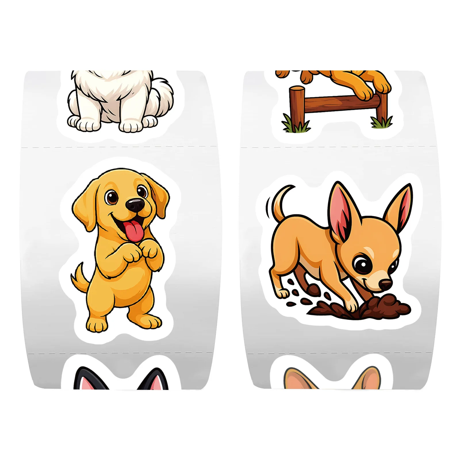 

500Pcs/Roll Cute Dog Sealing Stickers Kawaii Animal Cartoon Roll Decal Notebook Phone Guitar Cup Skateboard Waterproof Sticker