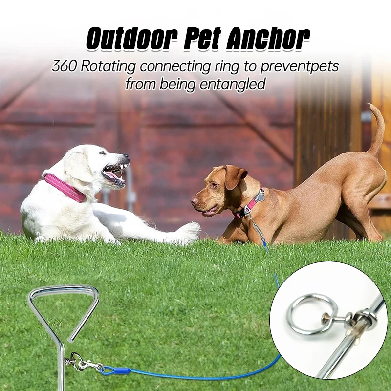Outdoor Camping Dog Stake Pet Leash Pet Dog Tie Stake Reusable Spiral Ground Pegs Metal Stakes For Large Dogs Leash Single Spike view 2