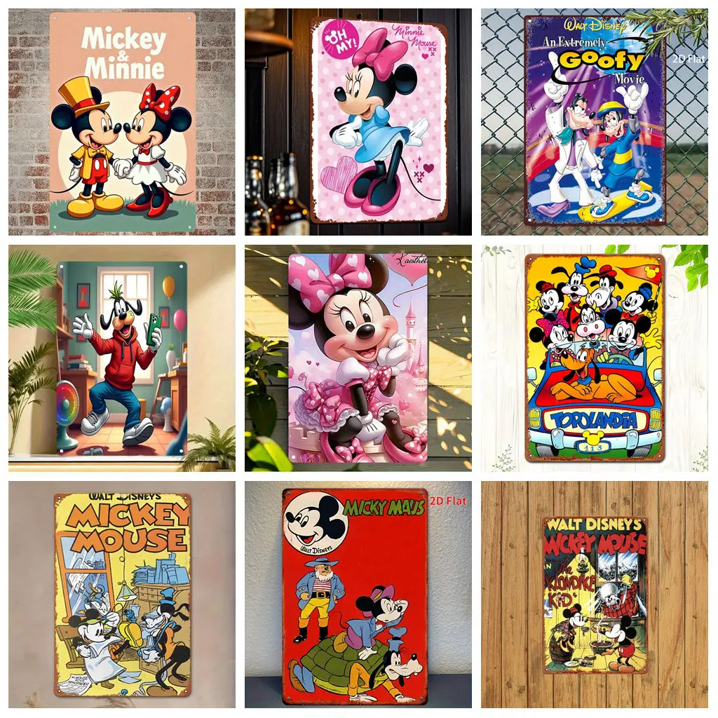 

Miniso Disney Mickey Colorful Adventure Poster Metal Plaque Retro Decorative Plate Bar Garage Club Metal Sign Wall Decoration