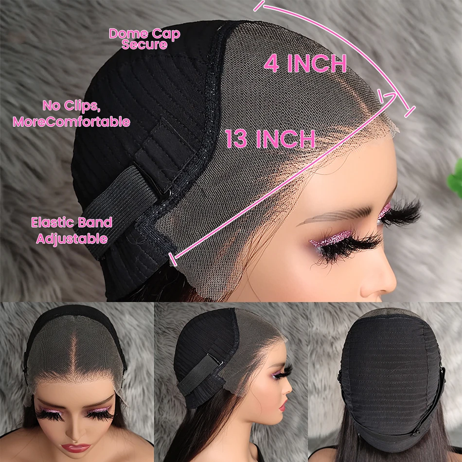 Wear And Go Glueless Human Hair Wigs Preplucked Brazilian Straight 13x4 HD Lace Frontal Human Hair Wigs For Women Ready To Wear image 5