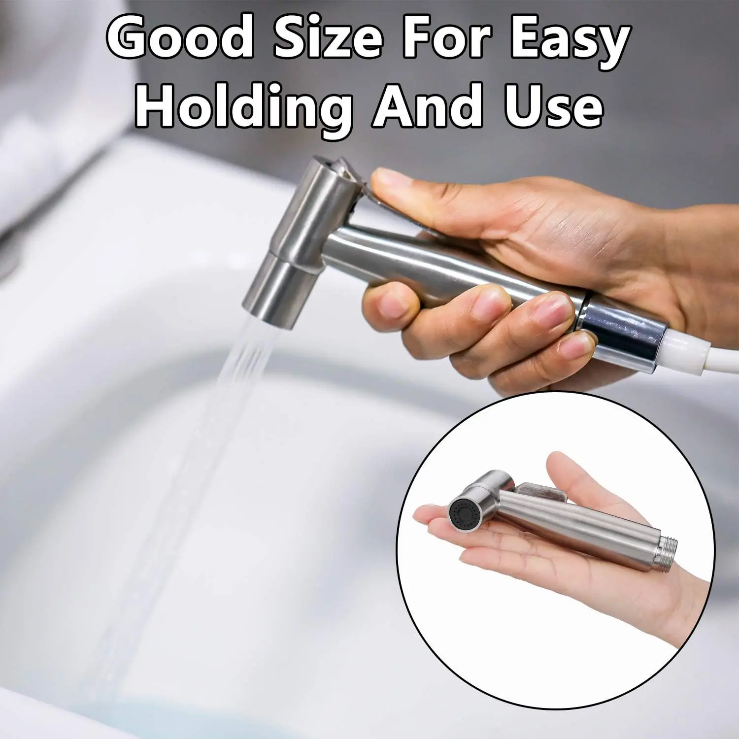 

Handheld Stainless Steel Bidet Sprayer for Toilet, Adjustable Faucet Sprayer Set, Shower Nozzle, Self Cleaning, Bathroom