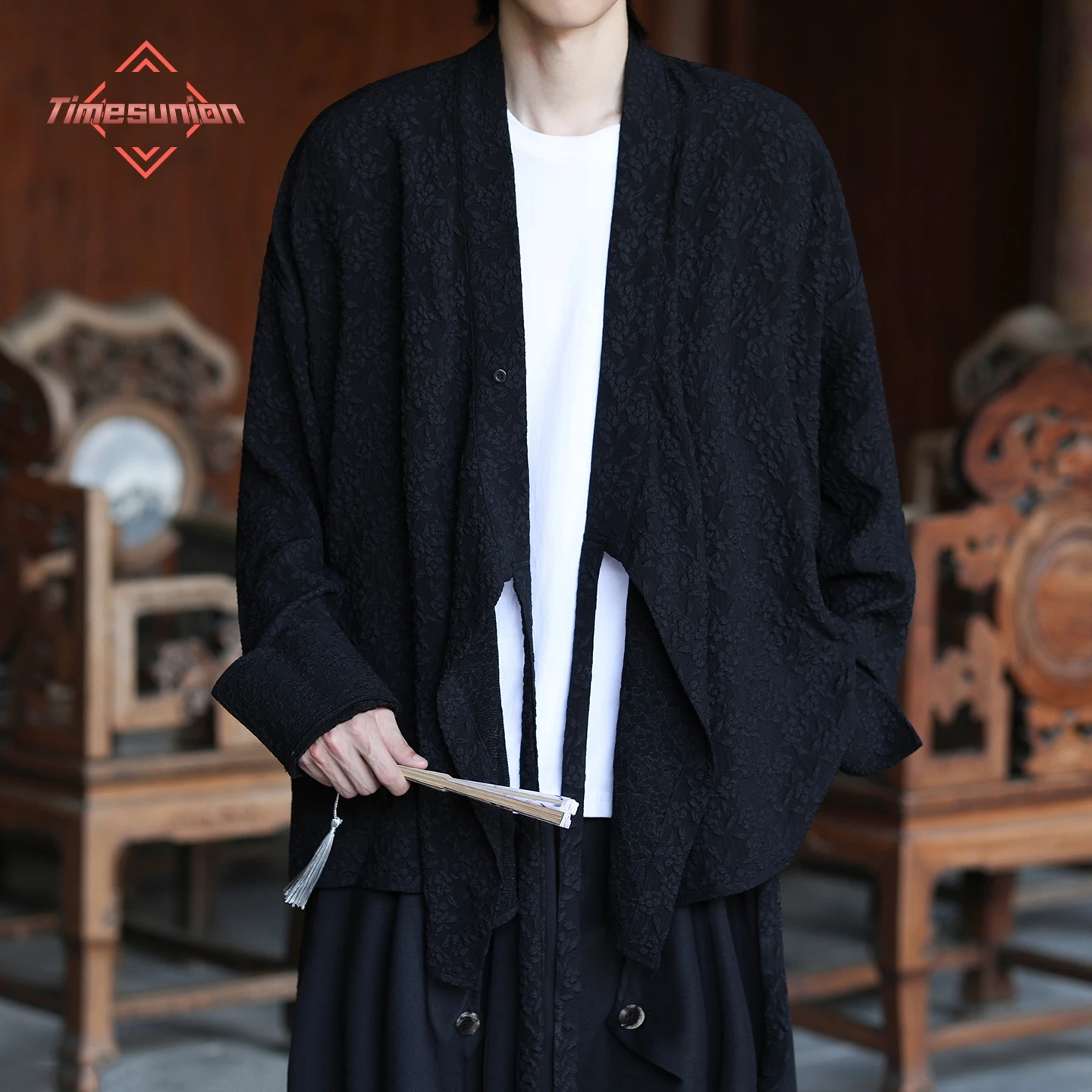 

Мужские ретро жаккардовые топы ханьфу, халат даоиста, традиционные восточные костюмы тай-чи Тан, кардиган с длинными рукавами в китайском стиле