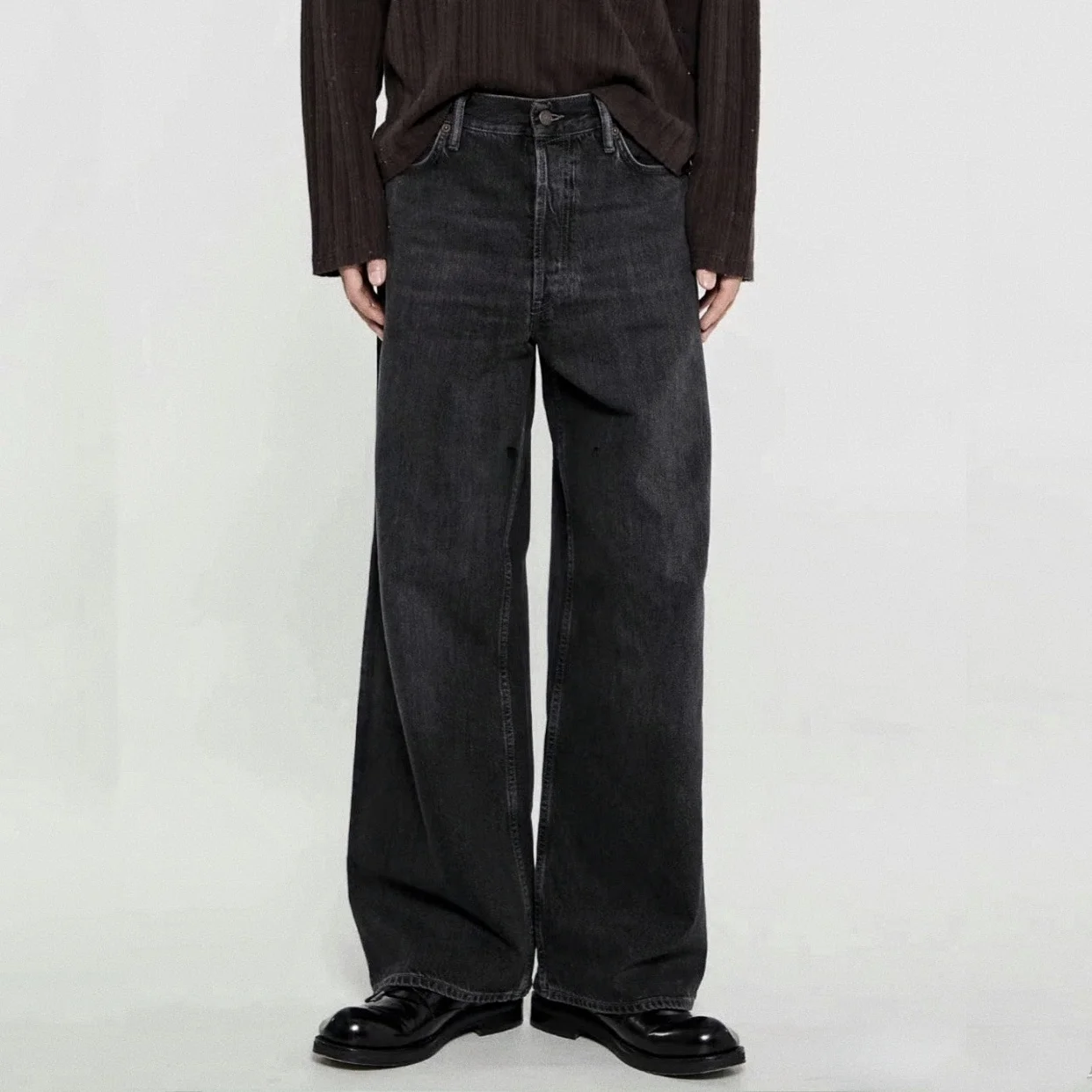 

Bla Waed Loose Wide Leg Jeans 98M Versatile Commuter Long Pants Straight Cut Classic Sle for Teenagers All Seasons