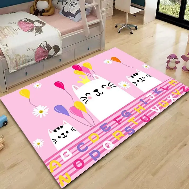 VIKAMA Kids Space Astronaut Tiger Play Rug Non Slip Soft Washable Star Moon Carpet For Nursery Bedroom Playroom Home Decor