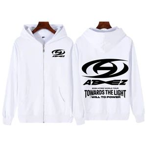 Ateez-Harajuku, Uzun Kollu, Fermuarlı kapüşonlu kıyafet, Bomber Ceket, Korece, Fermuarlı kapüşonlu kıyafet, Ceket Streetwear, Ateez, Dünyanın E. Bitecek, 2024 8 en çok satan giyim ateez-no. 5