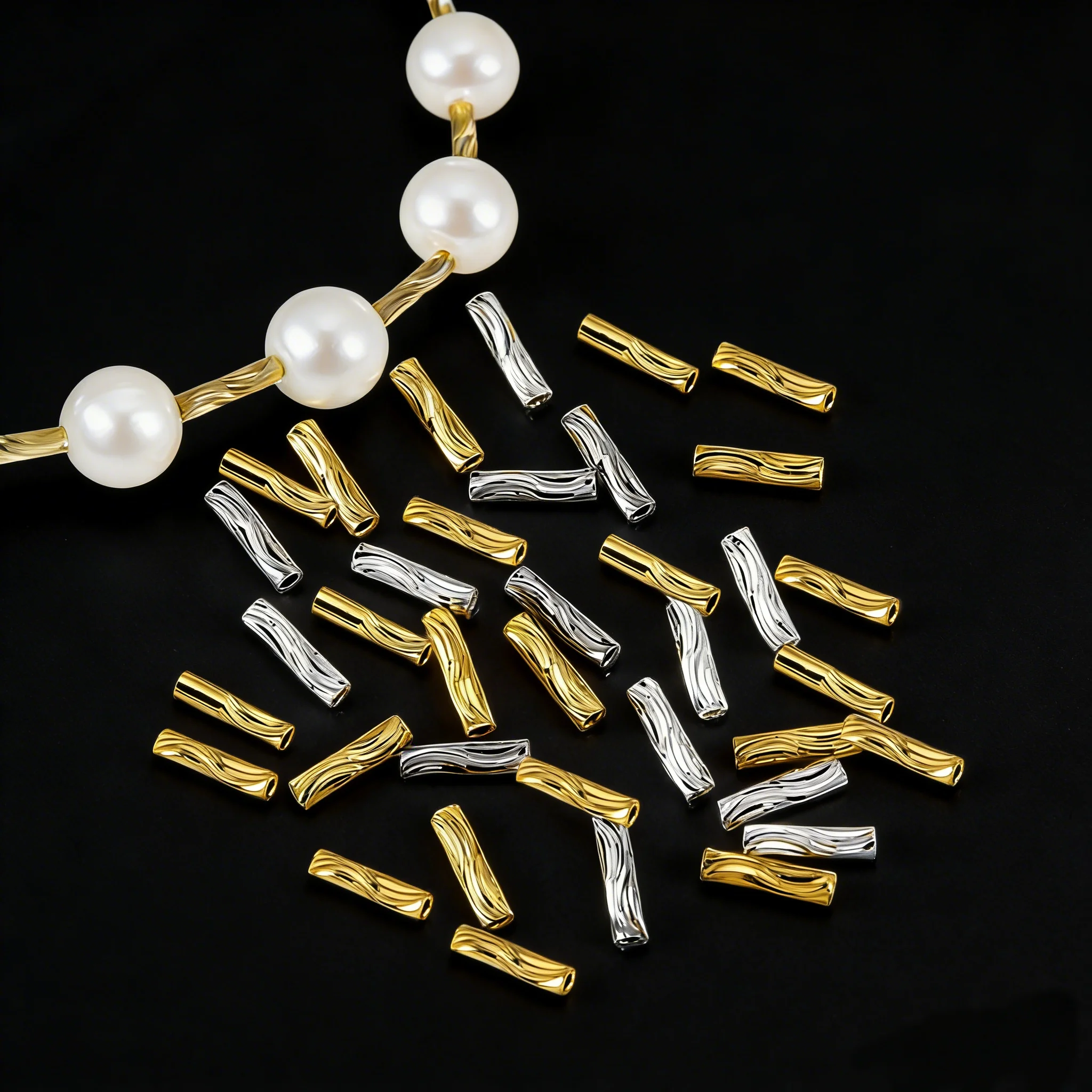 

2mmX8mm Tube Beads For Jewelry Making 18K Gold Plated Beads Separators For Bracelets Accessories Spacer Bead DIY Findings Crafts