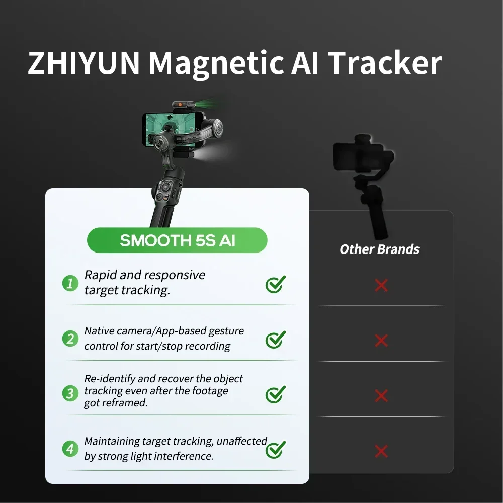 ZHIYUN Gimbal Stabilizer genggam resmi mulus 5S AI, Gimbal Stabilizer ponsel 3-Axis untuk iphone 13 pro max Samsung