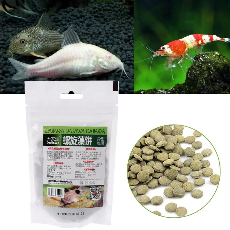 Gold-fish Food Spirulinas Tablets Pellets 2.6 Oz Balanced Diet Healthy Nutrition High Protein Cichlid Guppy Fish Feed