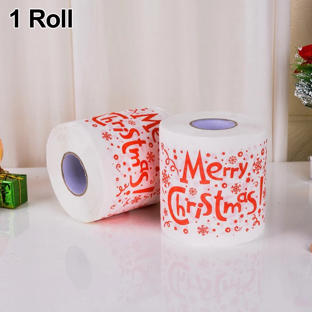 Christmas Pattern Series Roll Paper Prints Funny Toilet Paper Supplies Xmas Decor Toilet Paper Roll Xmas Baubles