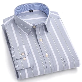 Men's Social Shirts Long Sleeve 100%Pure Cotton Oxford Buttoned Plaid Formal Male Casual Clothes Oversized Shirt Plus Size S-7XL 4 Men's Social Shirts Long Sleeve 100%Pure Cotton Oxford Buttoned Plaid Formal Male Casual Clothes Oversized Shirt Plus Size S-7XL 4