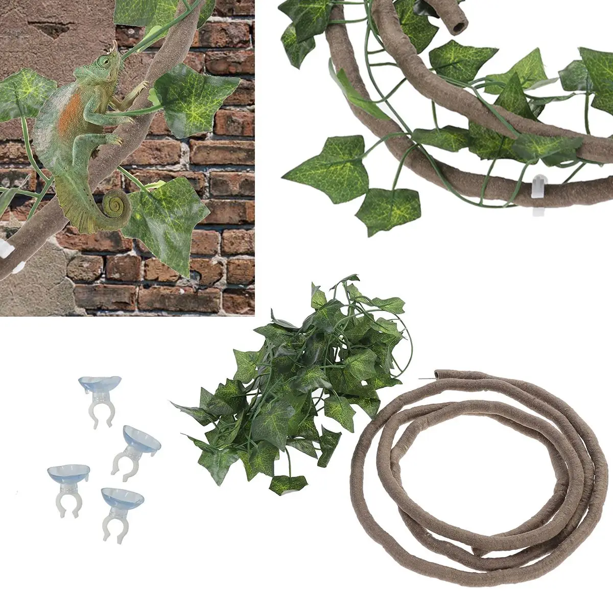 Mini Reptile Vines Climbing Tree Jungle Strip Rattan Branches Reptiles Fake Gecko Accessories Habitat Toys Terrarium Snake Decor