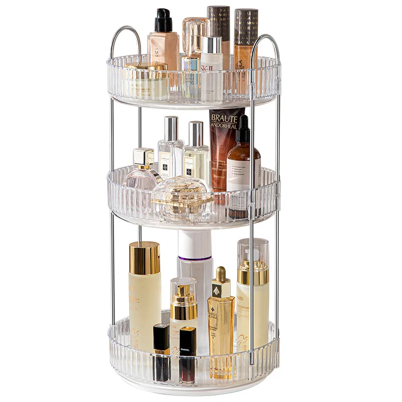 2/3 Layers Light Luxury Makeup Organizer 360° Rotating Desktop Cosmetic Storage Shelf Skincare Rack Bathroom Accessories