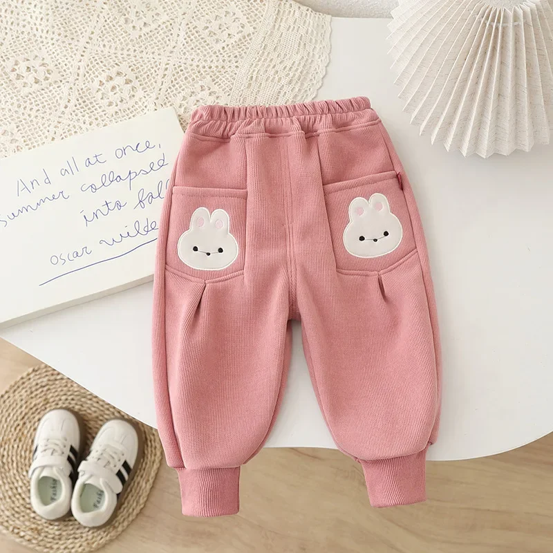 

New Winter Baby Boys Clothes Children Girls Cartoon Thicken Warm Pants Infant Clothing Casual Kids Trousers Toddler Sportswear