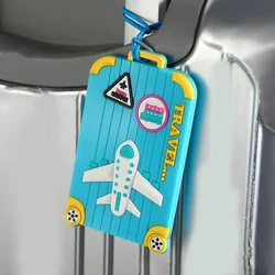 PVC Travel Bagagem Tags para Mulheres, Criativo Mala Tags, Etiqueta de Viagem Portátil, ID Endereço Titular, Moda Estilo, Silicone, Bonito, 2024