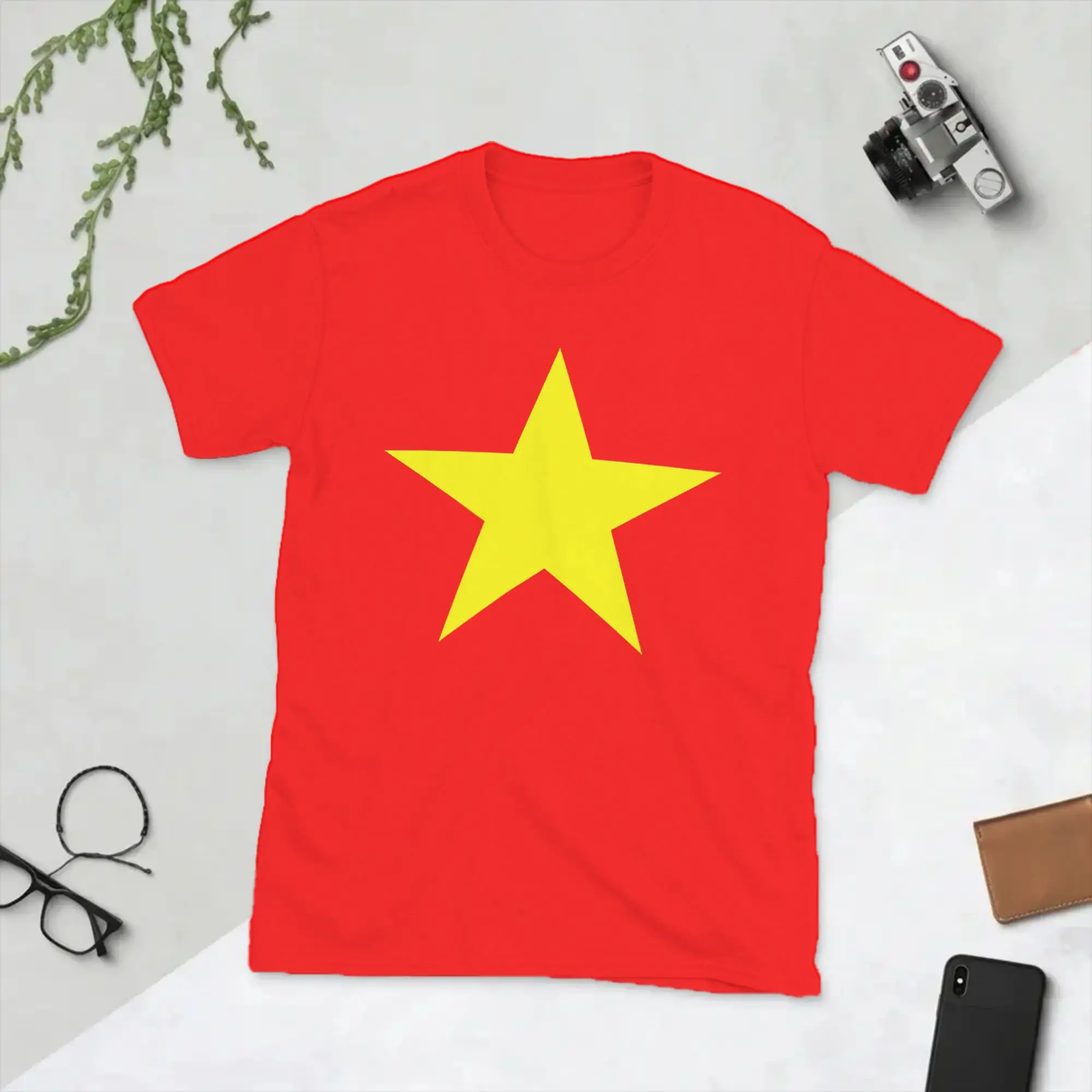 Image of Tolles T-Shirt mit vietnamesischer Flagge aus Vietnam für Herren, Rundhalsausschnitt, Baumwolle, kurzärmelig, Geschenk-Tops