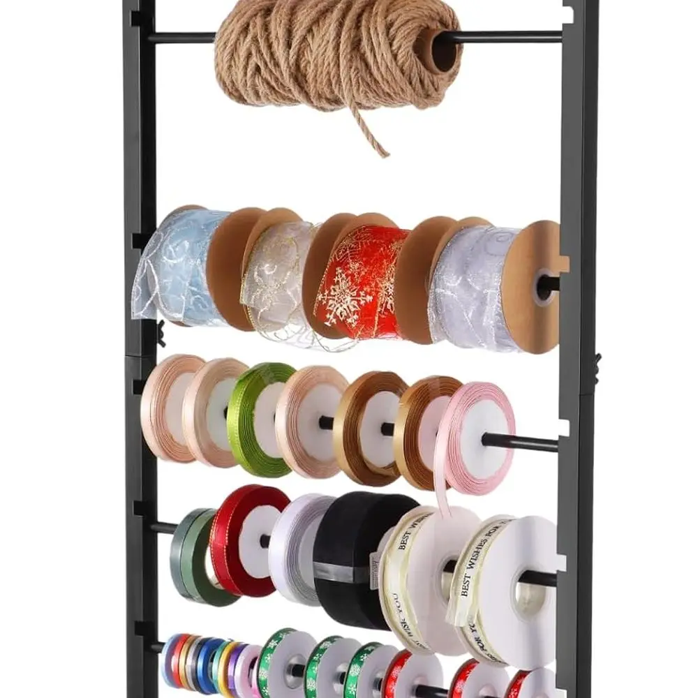 

Adjustable 6-Tier Metal Ribbon Organizer Rack for Craft, Flower, and Cake Shops
